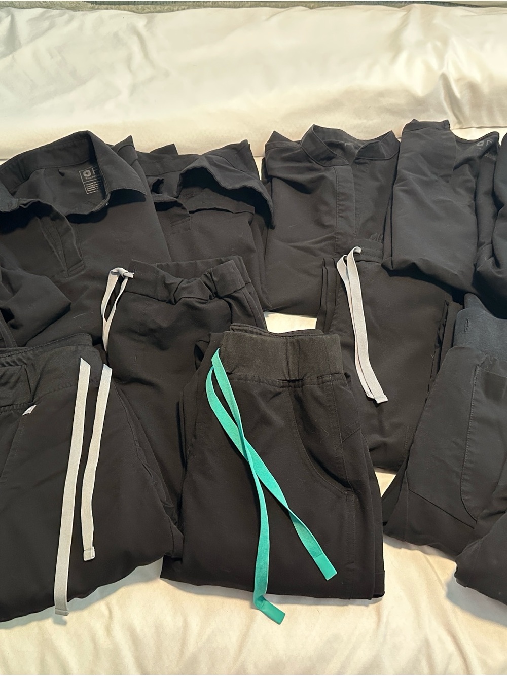 Figs Black Women's Scrubs (6 shirts & 7 pants)